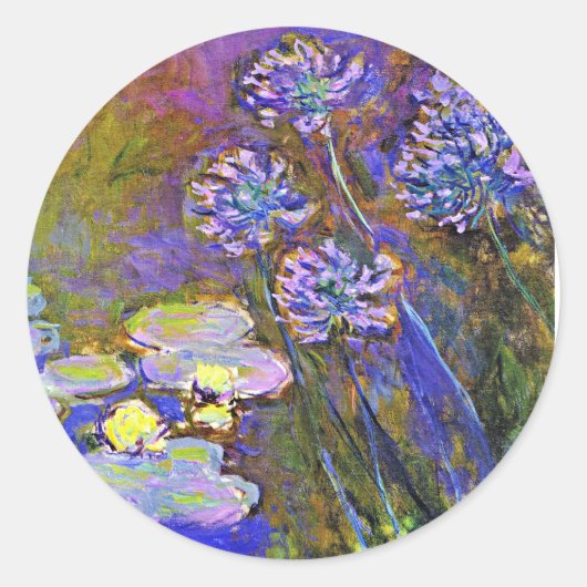 Monet - Water Lilies und Agapanthus Runder Aufkleber (Vorderseite)