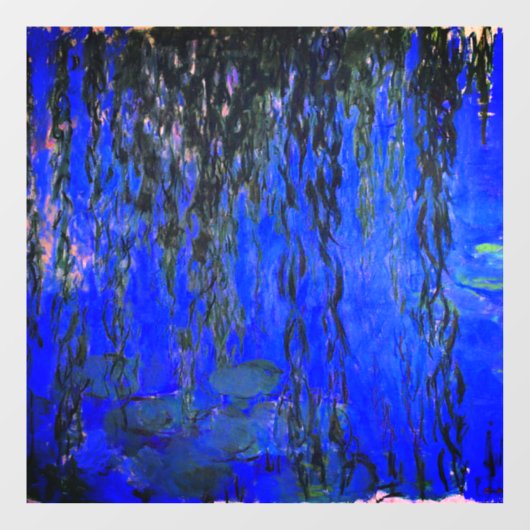 Monet Water Lilies und Weeping Willow Branches Fensteraufkleber (Blatt)