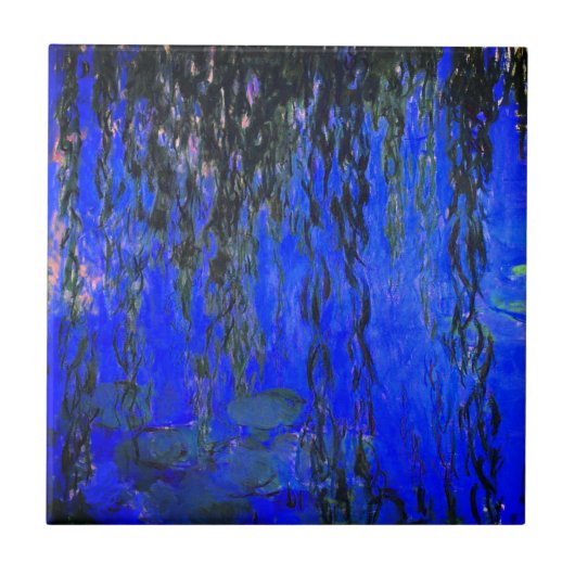 Monet Water Lilies und Weeping Willow Branches Fliese (Vorderseite)