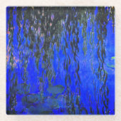 Monet Water Lilies und Weeping Willow Branches Glasuntersetzer (Vorderseite)