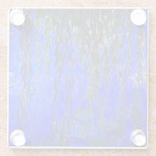 Monet Water Lilies und Weeping Willow Branches Glasuntersetzer (Rückseite)