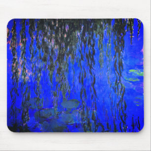 Monet Water Lilies und Weeping Willow Branches Mousepad