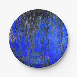 Monet Water Lilies und Weeping Willow Branches Pappteller