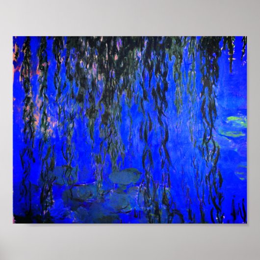 Monet Water Lilies und Weeping Willow Branches Poster (Vorne)