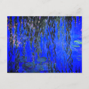 Monet Water Lilies und Weeping Willow Branches Postkarte