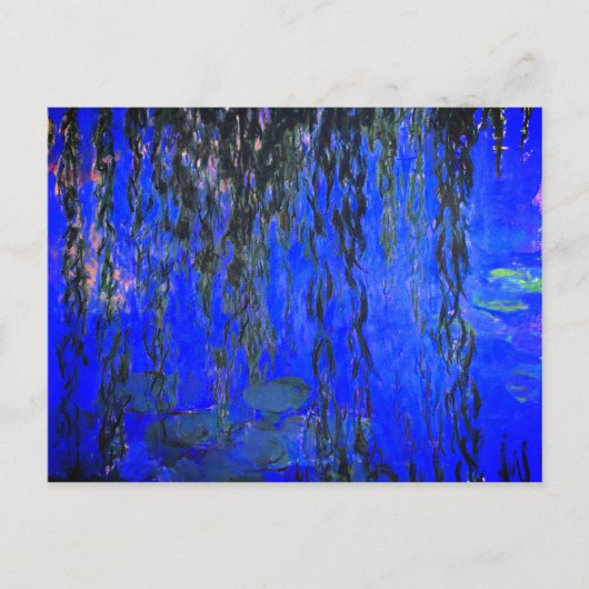 Monet Water Lilies und Weeping Willow Branches Postkarte (Vorderseite)