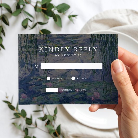 Monet Water Lilies Wedding RSVP Karte