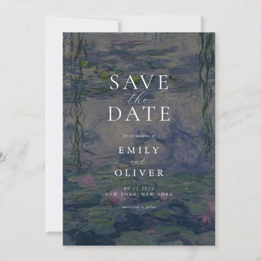 Monet Water Lilies Wedding Save The Date (Vorderseite)