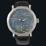 Monet Water Lilies Wristwatch Armbanduhr<br><div class="desc">Monets Gemälde an Wasserlilien ist das perfekte Gesicht für eine schöne Armbanduhr. Die Zahlen sind weiß. Wir zeigen dieses Uhrendesign auf einer einfachen, leicht lesbaren Uhr mit einer Vintagen schwarzen Lederwatchband, aber es ist auch in verschiedenen anderen Uhren- und Uhrenfarben - für Erwachsene und Kinder - in unserem Shop erhältlich....</div>