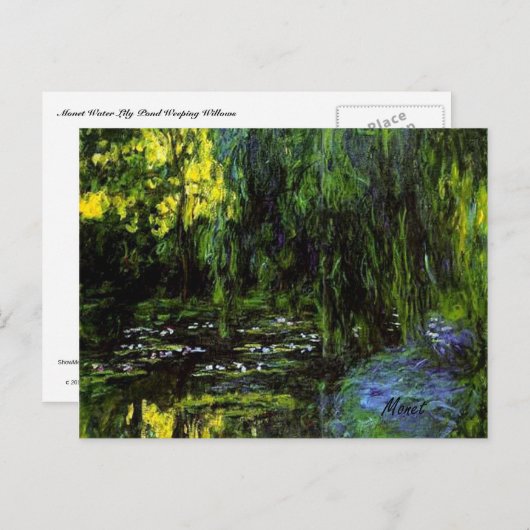 MONET Water Lilipool Weeping Willows Postkarte (Vorne/Hinten)