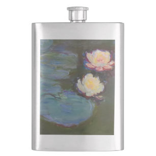Monet Water Lily Lilies Pond Wasserlilien Malerei Flachmann