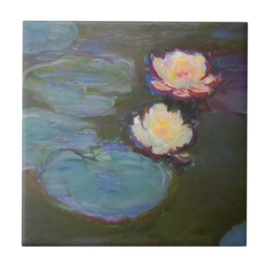 Monet Water Lily Lilies Pond Wasserlilien Malerei Fliese (Vorderseite)