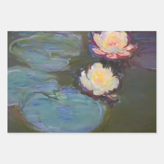 Monet Water Lily Lilies Pond Wasserlilien Malerei Geschenkpapier Set (Vorderseite)
