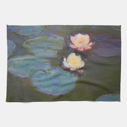 Monet Water Lily Lilies Pond Wasserlilien Malerei Geschirrtuch (Horizontal)