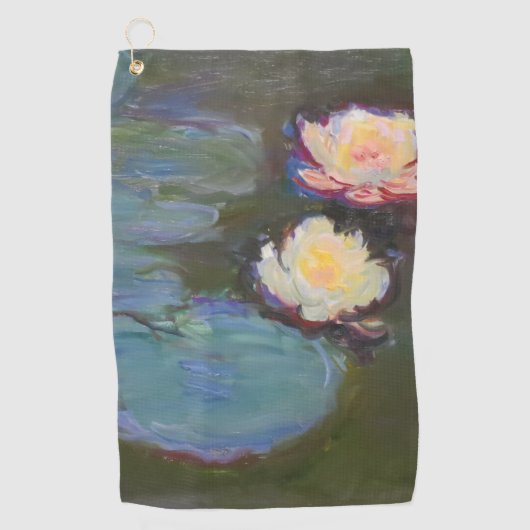Monet Water Lily Lilies Pond Wasserlilien Malerei Golfhandtuch (Vorderseite)