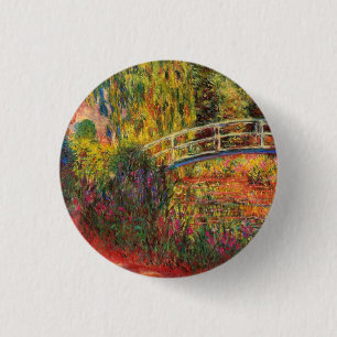Monet Water Lily Pond und Water Irises Button