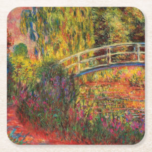 Monet Water Lily Pond und Water Irises Rechteckiger Pappuntersetzer