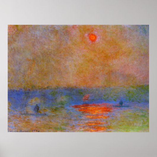 Monet - Waterloo Brücke, Sonnenlicht im Nebel Poster (Vorne)