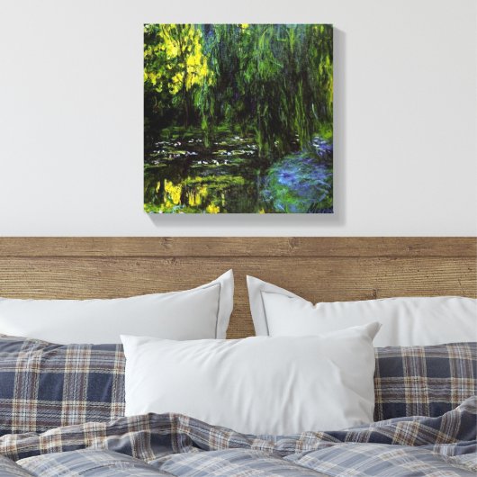MONET WEEPING WILLOWS Stretched Canvas Print Leinwanddruck (Insitu (Schlafzimmer))
