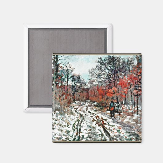Monet - Weg durch den Wald, Schneeeffekt Magnet (Vorderseite/Rückseite)