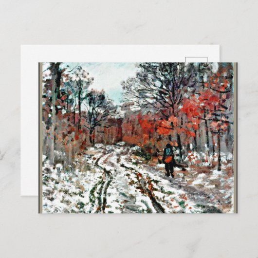 Monet - Weg durch den Wald, Schneeeffekt Postkarte (Vorne/Hinten)