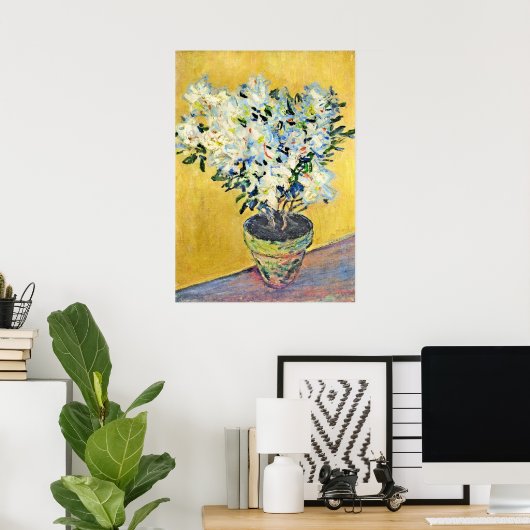 Monet - Weiße Azaleen in einem Topf, Poster (Heimbüro)