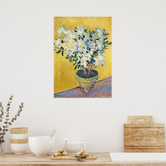 Monet - White Azaleas in a Pot,  Poster (Küche)