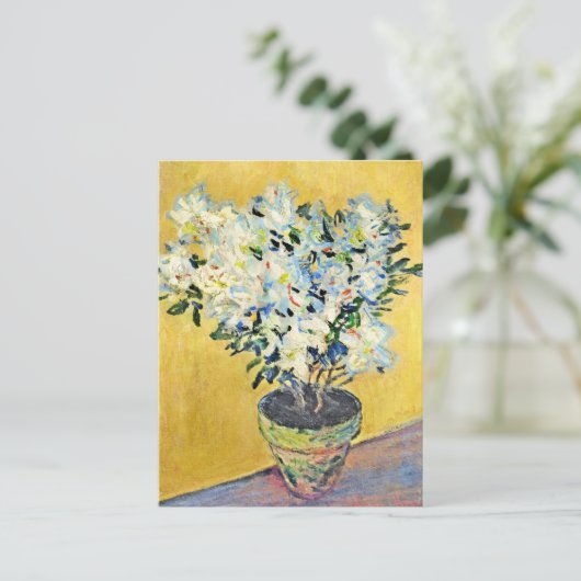 Monet - White Azaleas in a Pot,  Postkarte (Stehend Vorderseite)