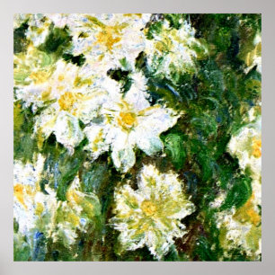 Monet - White Clematis, berühmtes Blumenbild Poster