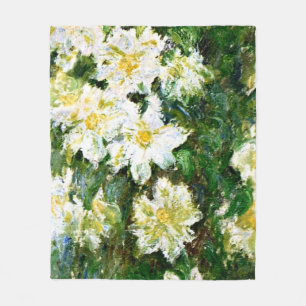 Monet - White Clematis, berühmtes Blumengemälde Fleecedecke