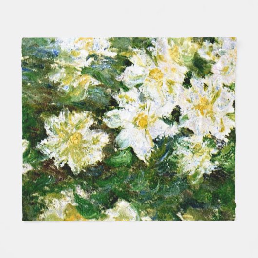 Monet - White Clematis, berühmtes Blumengemälde Fleecedecke (Vorderseite (Horizontal))