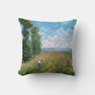 Monet - Wiese mit Pappeln Kissen
