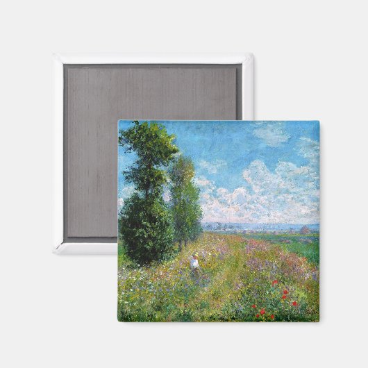 Monet - Wiese mit Poplars Magnet (Vorderseite/Rückseite)