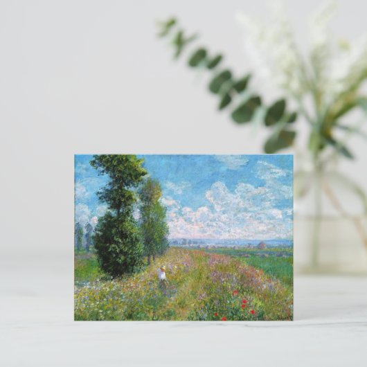 Monet - Wiese mit Poplars Postkarte (Stehend Vorderseite)