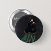 Monet Woman in grünem Kleid Button (Vorne & Hinten)