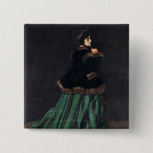 Monet Woman in grünem Kleid Button