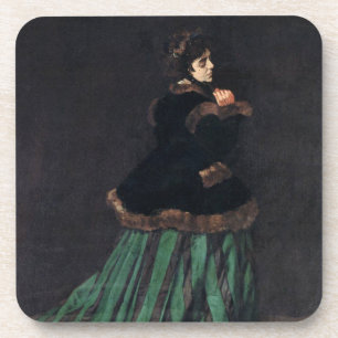 Monet Woman in grünem Kleid Getränkeuntersetzer