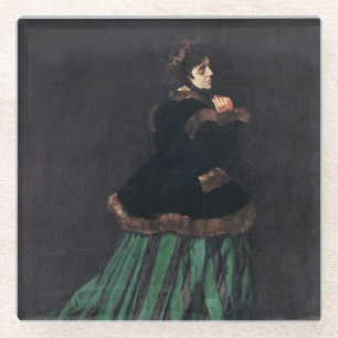Monet Woman in grünem Kleid Glasuntersetzer