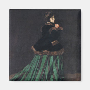 Monet Woman in grünem Kleid Magnet