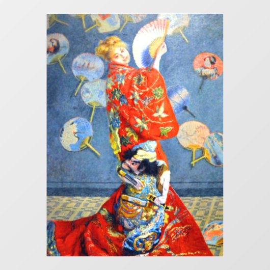 Monet Woman in japanischem Kostüm Fensteraufkleber (Blatt)