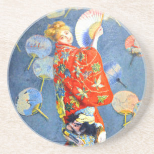 Monet Woman in japanischem Kostüm Getränkeuntersetzer
