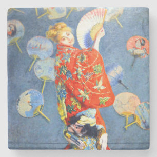 Monet Woman in japanischem Kostüm Steinuntersetzer