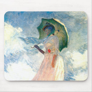 Monet Woman mit einem Sonnenschirm gegenüber Links Mousepad
