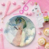 Monet Woman mit einem Sonnenschirm gegenüber Links Pappteller (Party)