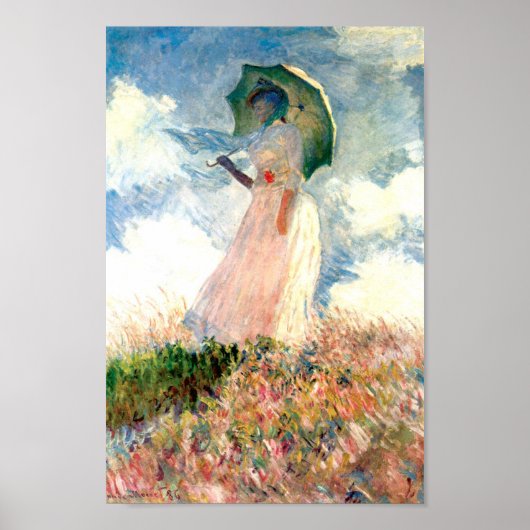 Monet Woman mit einem Sonnenschirm gegenüber Links Poster (Vorne)
