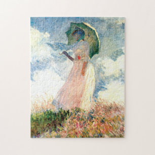 Monet Woman mit einem Sonnenschirm gegenüber Links Puzzle