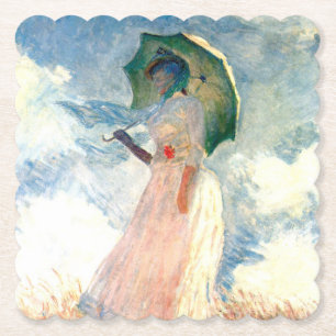 Monet Woman mit einem Sonnenschirm gegenüber Links Untersetzer
