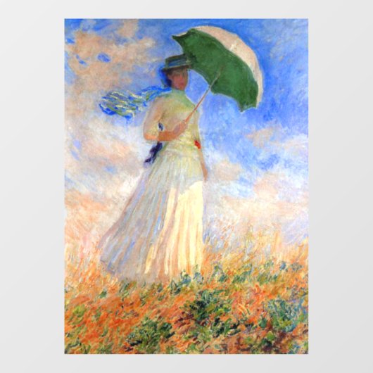 Monet Woman mit einem Sonnenschirm rechts Fensteraufkleber (Blatt)