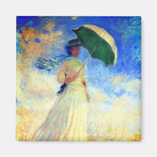 Monet Woman mit einem Sonnenschirm rechts Magnet