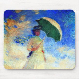Monet Woman mit einem Sonnenschirm rechts Mousepad